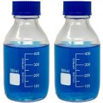 500 ml Media Storage Bottles, CLEAR, Blue Screw Cap GL45, 3.3 Borosilicate Glass, Drip Free Ring, Autoclavable, #MLMBB-0500J - 12 pcs / Case